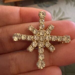 Elegant Gold and Silver Crystal Pin